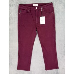 New KanCan Jeans Womens 12 Burgundy Straight Slim Madrid High Rise Stretch